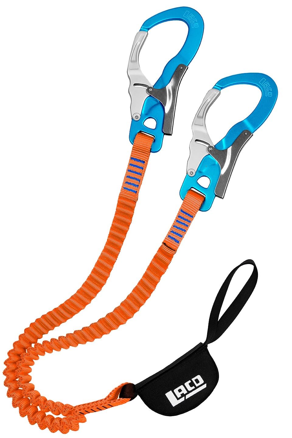 LACD Klettersteigset Ultimate 3.0 Ferrata Klettersteigset, Black-orange Klettergurt Start 2.0 Größe M (Taille = 80-120cm, Bein= 50-70cm) Helm Protector 2.0