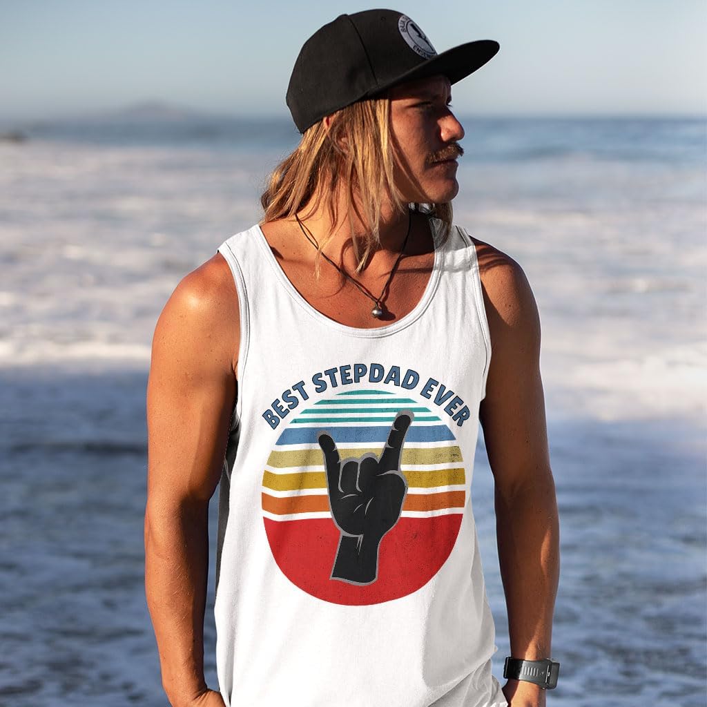 Best Stepdad Ever Tank - Cool Workout Tank - Colorful Jersey Tank