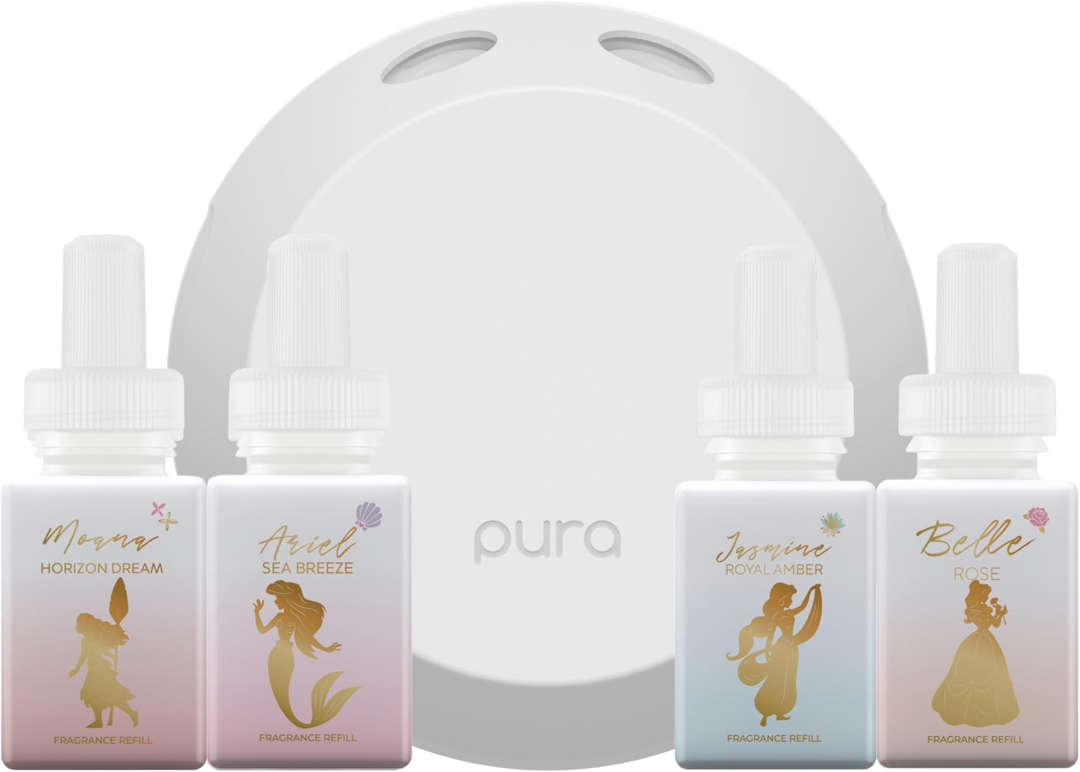 Pura 4 Smart Home Fragrance Device Starter Set - Scent Diffuser for Home - Linens & Surf, Lavender Fields, White Tea No. 1, Yuzu Citron Scent