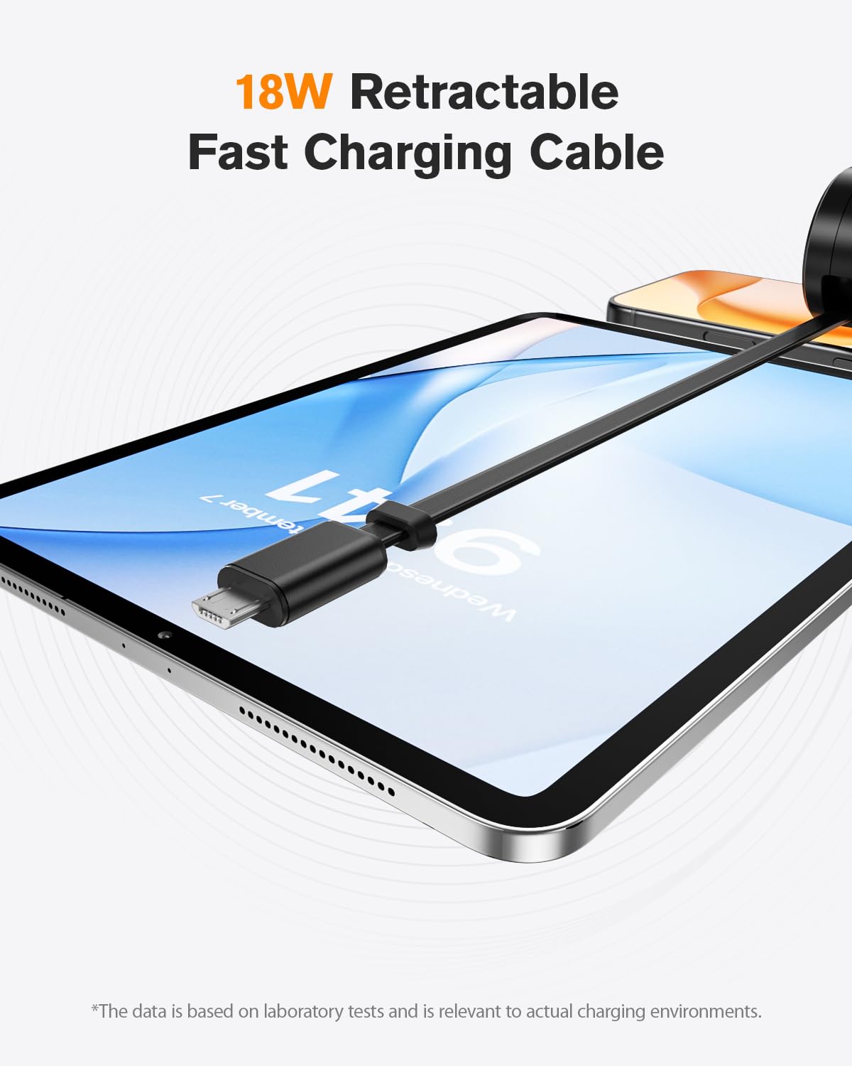 SOOPII Retractable USB C to Mirco Cable Dedicated for HomeHub H1/H1 Pro Charging Station,18W Charging Cable, Tangle-Free Premium Silicone Cable for lPhone,Galaxy,Tablets, Laptop,2-Pack,35cm,Black image 3