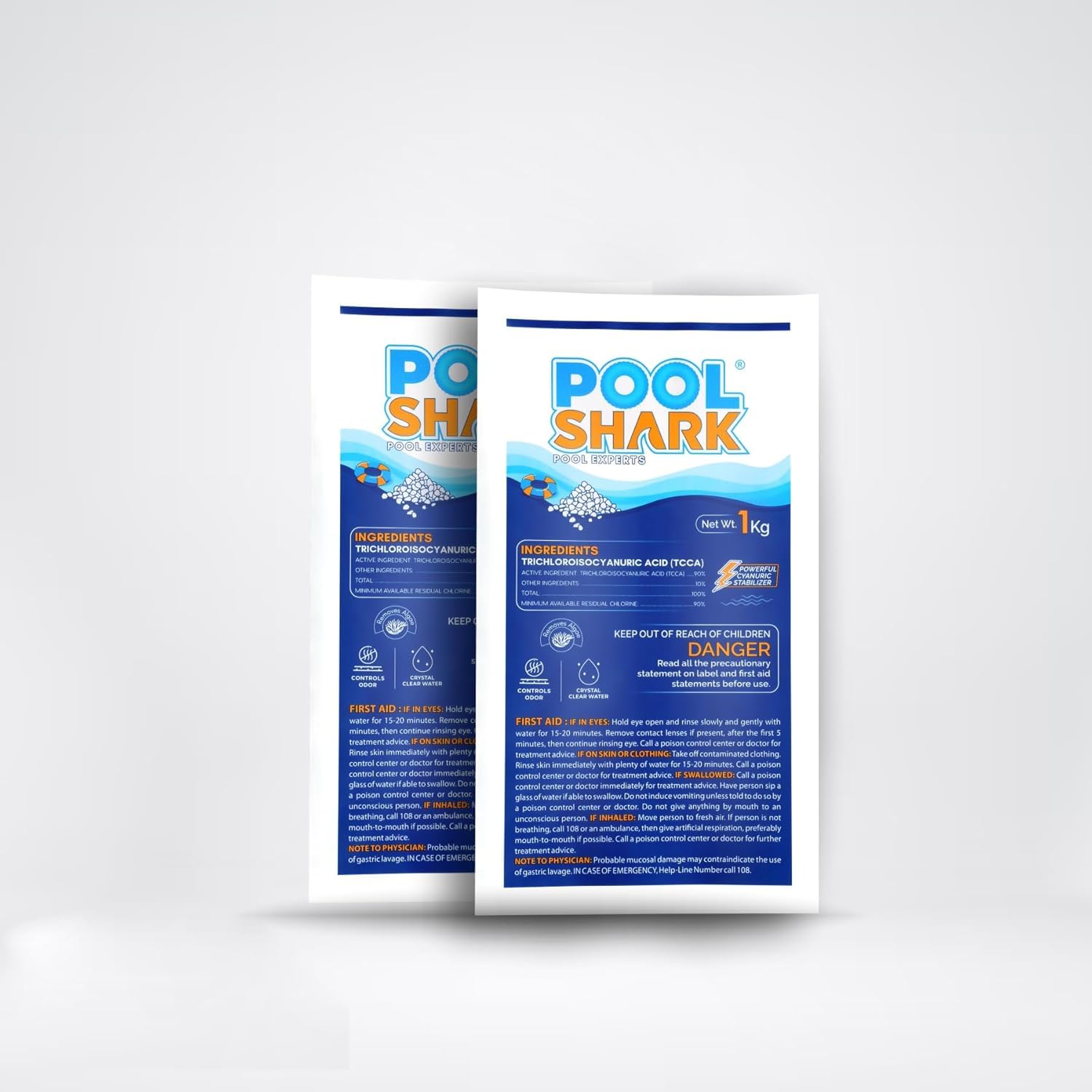 Pool Shark Chlorine Granules for Swimming Pool Water Treatment | Trichloroisocyanuric Acid (TCCA) | Pool Water Sanitizer with Cyanuric Stabilizer | 1kg Each (Pack of 2)-image-40
