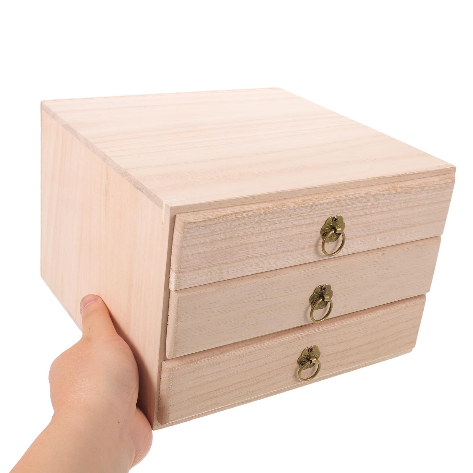SOLUSTRE 3cajón Caja de Almacenamiento de Té de Madera Maciza con Organizador Rústico para Bolsitas de Té Bandeja Pequeña Armario Multiusos para Hogar y Oficina