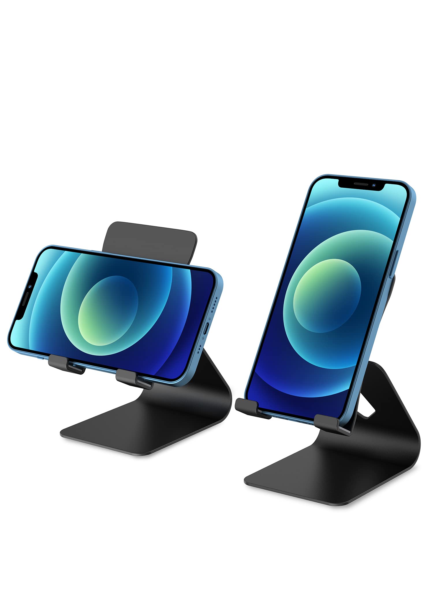 Desktop Cell Phone Stand, Adjustable Mobile Phone Tablet Holder, Aluminum Desk Stand for iPhone 13, iPhone 12, iPhone 11, iPhone X 8 7, Galaxy S9 S8, All Mobile Phone, iPad 4-10 inch (Black)