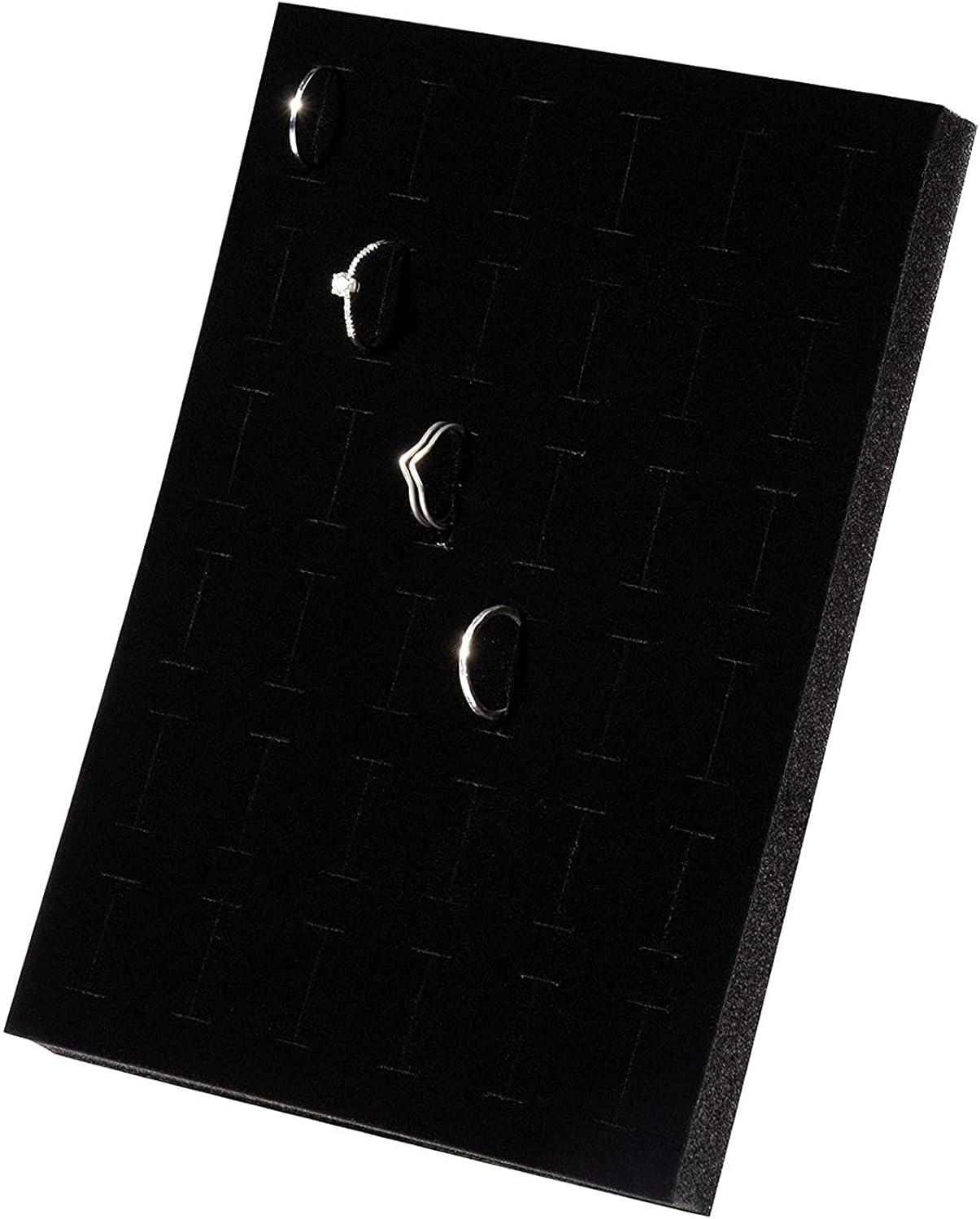 Juvale Rectangular Velvet Jewelry Foam Insert - 36-Slot Jewelry Display Tray - Plush Velvet Earring Organizer Insert - Compact Accessory Storage - 6 Pack, 7.5" x 5.5" x 0.5", Black - Image 4