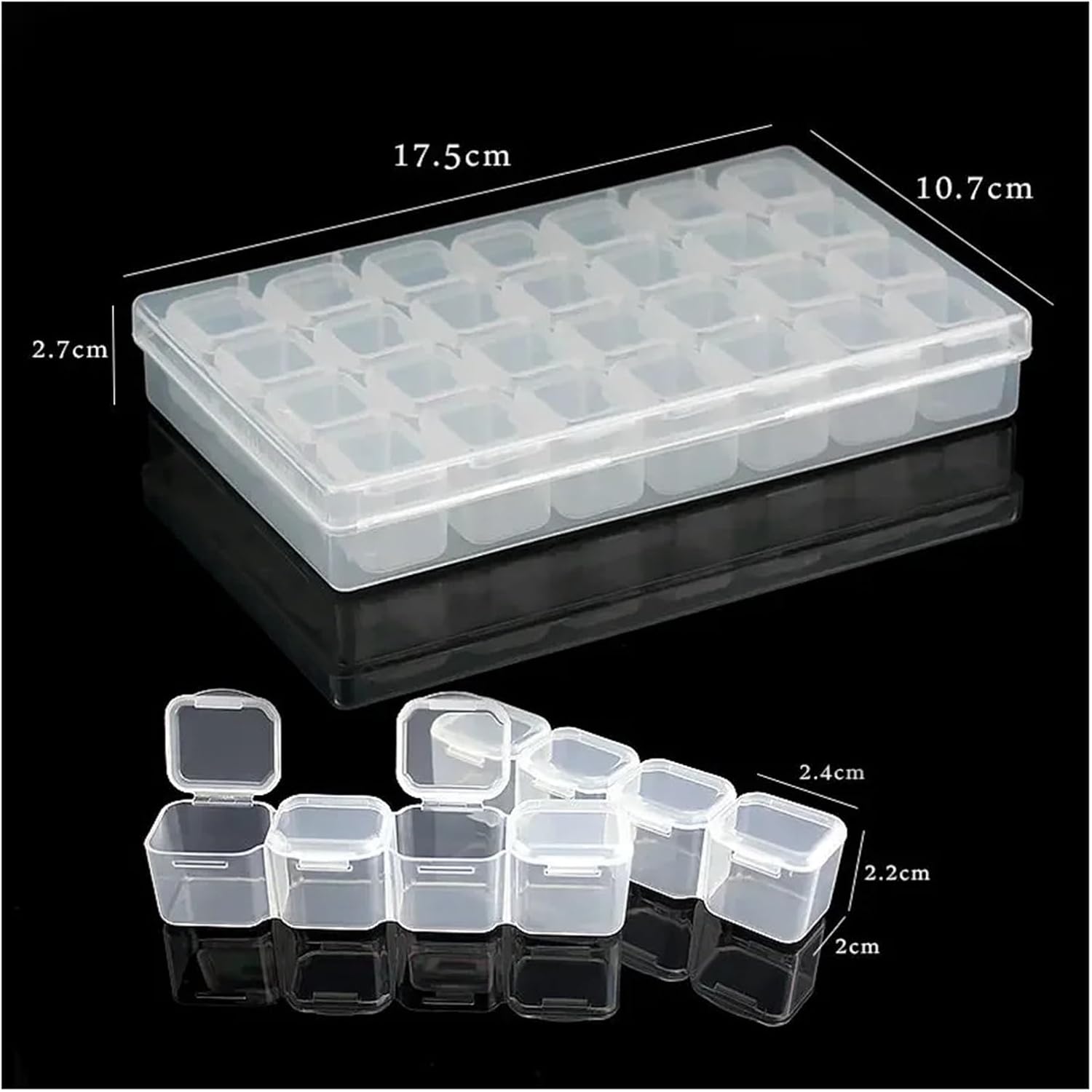12 Sizes Plastic Storage Jewelry Box Compartment Adjustable Container Earring Rectangle Case for Display(19x13x1.8cm)