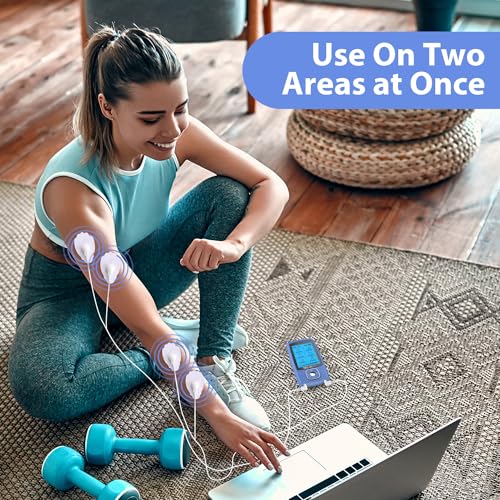 TEC.BEAN 24 Modes Tens Unit Muscle Stimulator, Rechargeable Tens Machine with 8 Electrode Pads (American Gel), Electric Pulse Massager for Pain Relief Therapy（Blue） - Image 6