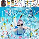39 Piezas Uguete de Buceo para Piscina,NiñOs Anillos de Buceo,Incluir Anillos de Buceo Torpedos Gemas de Buceo Juguetes Puertas de InmersióN,Verano Piscina Juguetes Regalo,Juguetes de Piscina