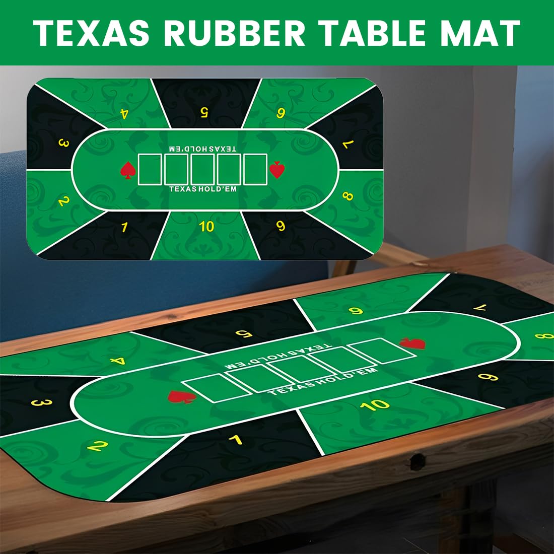 Mata do gry na stół do pokera, wyposażona w torbę do przechowywania, do Texas Hold'Em Poker Black Jack Ruletka, zielony poker 60 x 120 cm