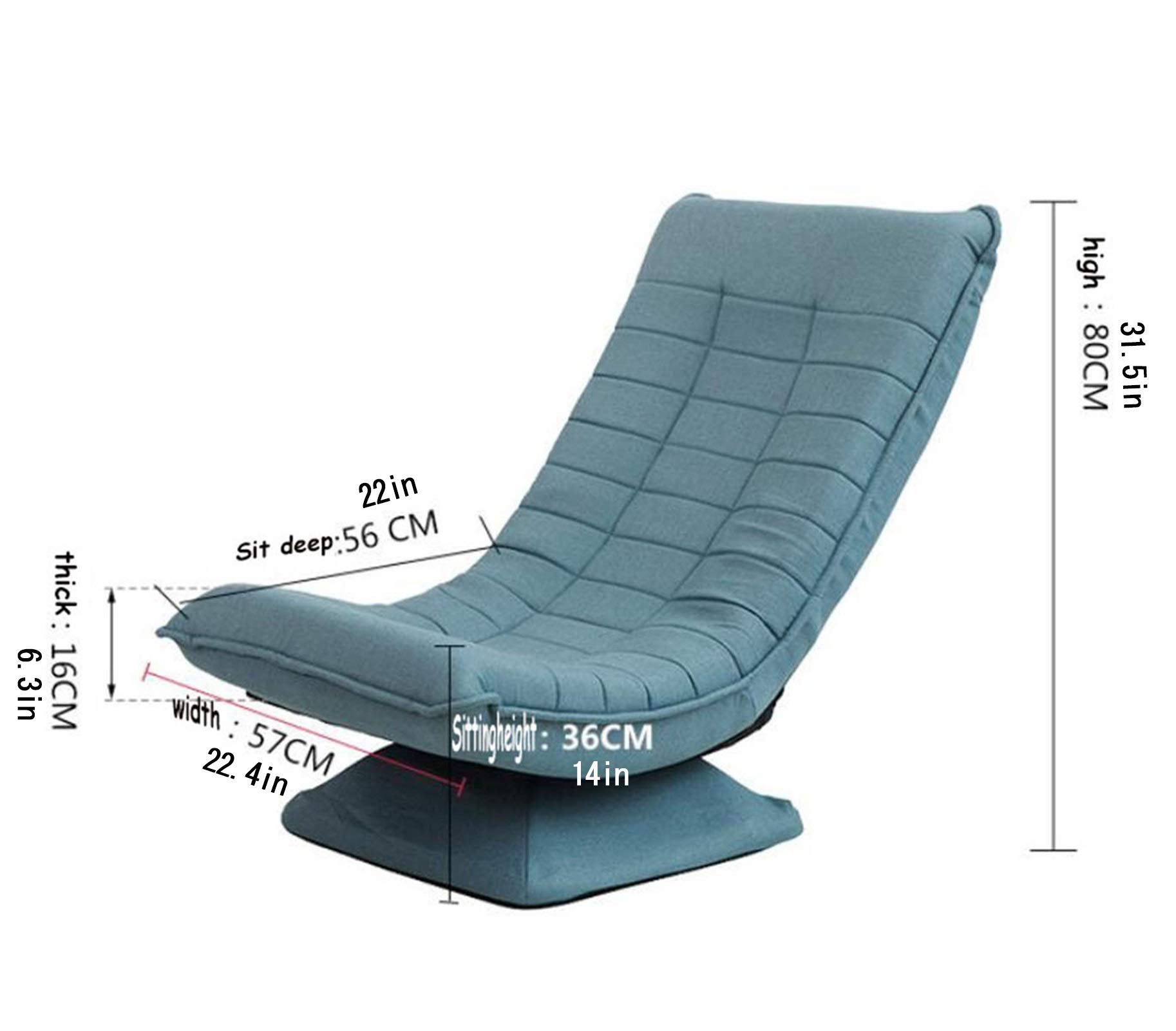 silla de suelo con respaldo,3 posiciones respaldo ajustable sillon reclinables 360°giratorio sala habitación sillon lectura Una silla que se usa para meditar leer ver televisión o juegos-Caqui