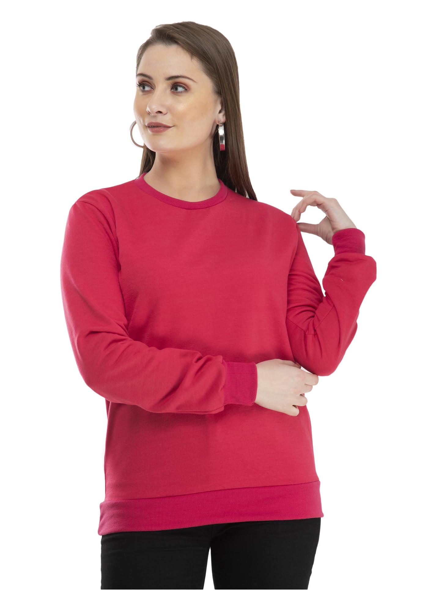 KAYU Women Solid Fleece Winter Sweatshirt | Round Neck Full Sleeve Warm Pullover | Soft Casual Regular Fit-picture-14
