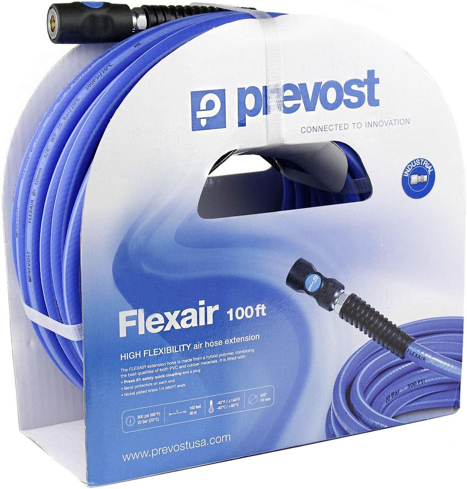3/8" Flexair 100ft High Flexibility Air Hose Extension with Couplings Prevost