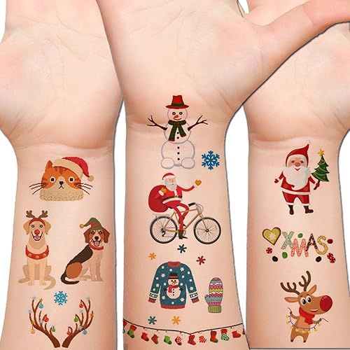 Hohamn Tatuajes temporales de Navidad para niños 12 hojas de tatuajes falsos de Navidad para niños y niñas suministros de fiesta de Navidad regalos Hohamn Tatuajes temporales de Navidad para niños 12 hojas de tatuajes falsos de Navidad para niños y niñas suministros de fiesta de Navidad regalos