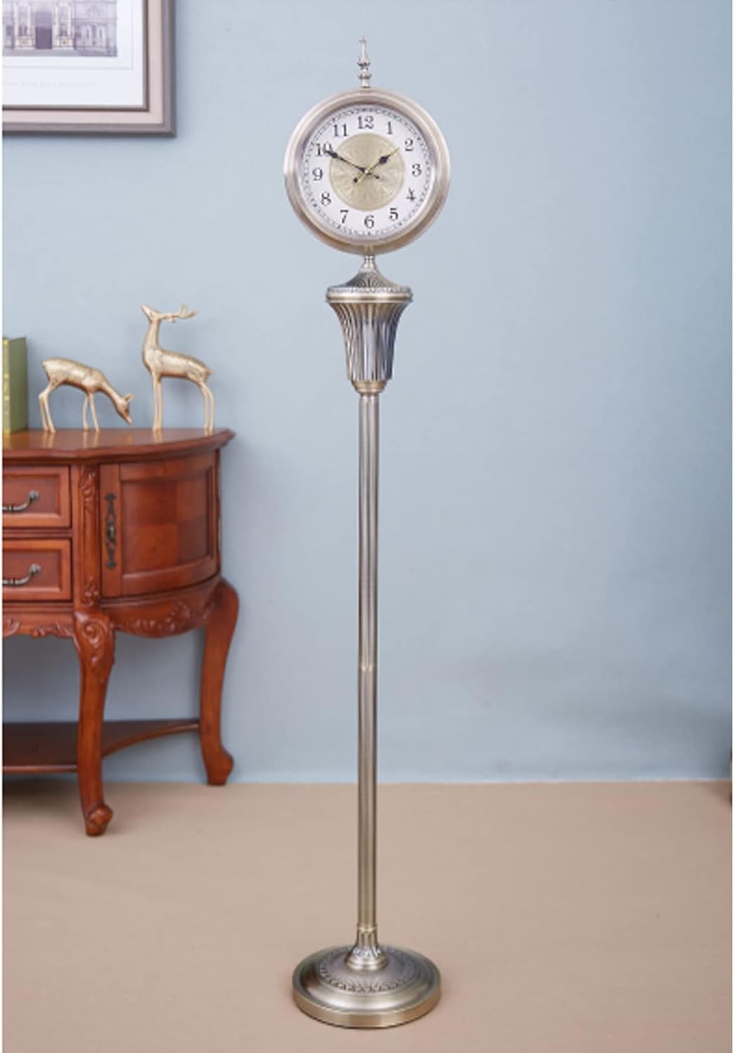 Vintage Creative Standing Clock with with Large Numerals, Silent Non-Ticking Quartz Clock Vertical Grandfather Clocks - Large Villa Floor Clock