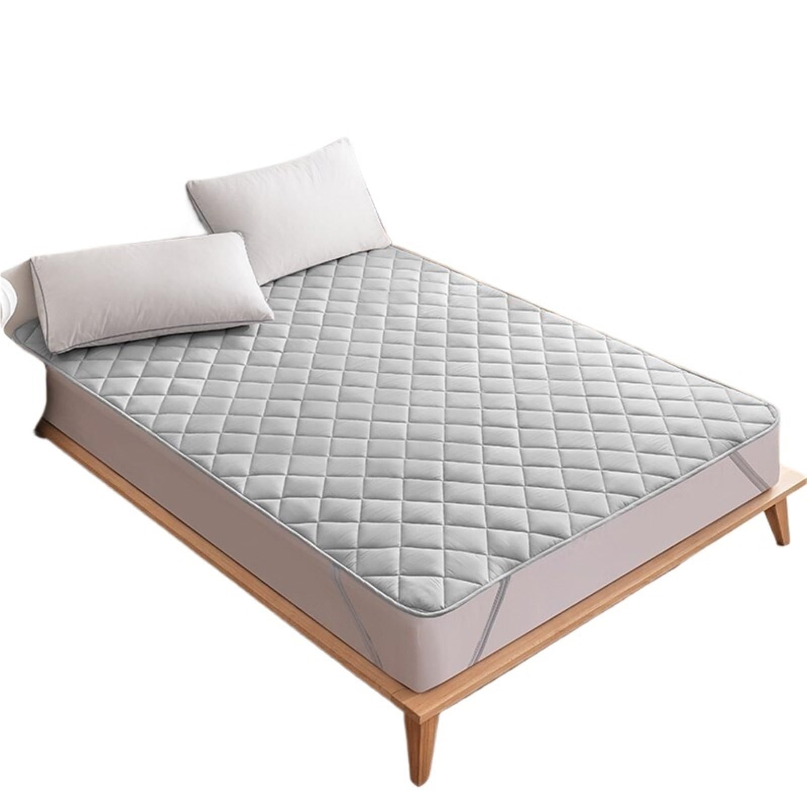 Housse protection matelas 90x200 lit simple gris lavable avec bande élastique robuste