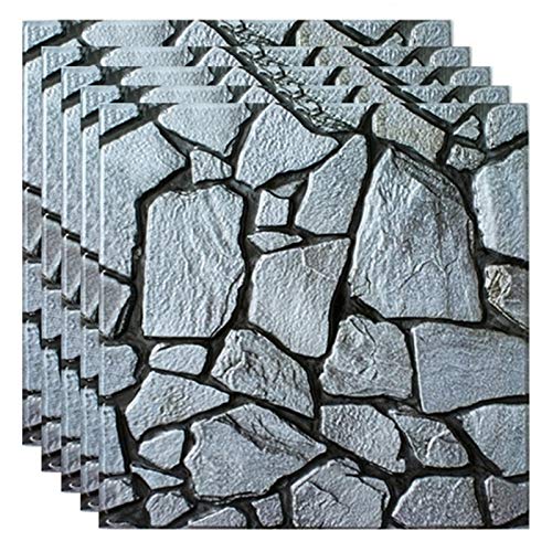 Gbloodst 10 Piezas 3D PVC Etiqueta de la Pared Azulejo Gris Ladrillo Autoadhesivo Impermeable Cocina BañO DecoracióN del Hogar DIY ExtraíBle