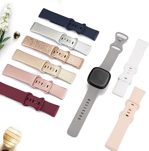 Miniatura 7 de Mugust Correas deportivas compatibles con Fitbit Versa 3Fitbit Sense, pulseras clásicas de repuesto de silicona suave para reloj inteligente Fitbit