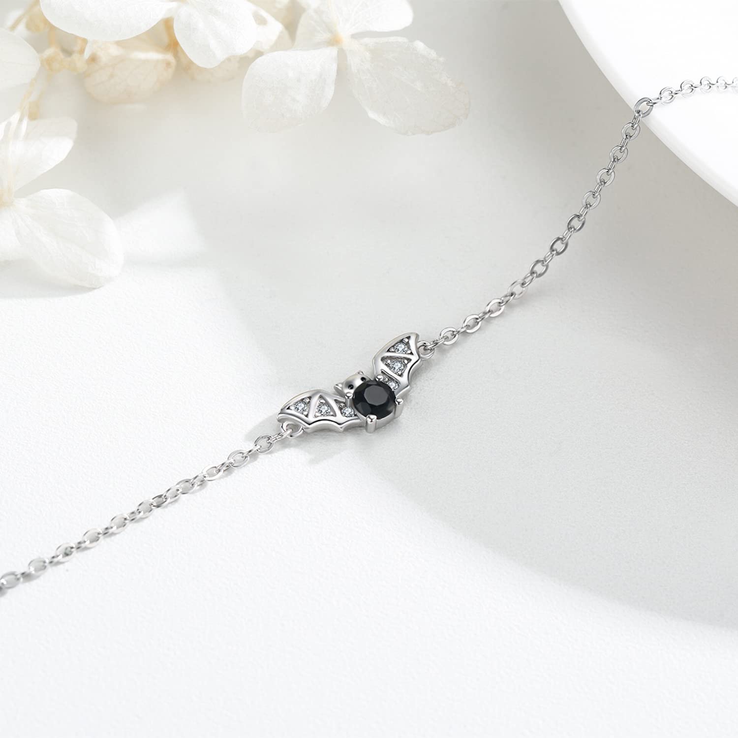 Midir&Etain Fledermaus Armbänder für Frauen Mädchen 925 Sterling Silber Goth Fledermaus Einstellbare Kette Armband Gothic Halloween Schmuck Geschenke für Tochter