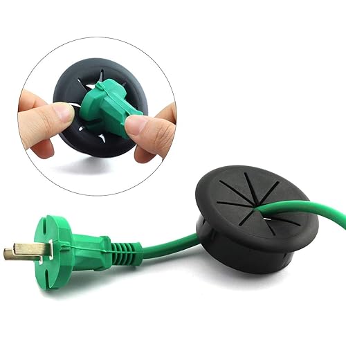 Miniatura 4 de HJ Garden 2 ojales flexibles de escritorio de 2-38 pulgadas, organizador de alambre, cubierta de agujero para administrar y ocultar cables de