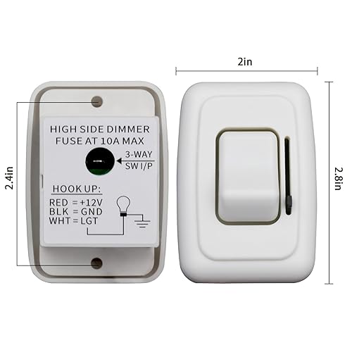 Miniatura 3 de Interruptor de atenuación de palanca RV de 12 V CC para RV, automóvil, camión, LED marino, halógeno, incandescente y tira de iluminación (blanco)