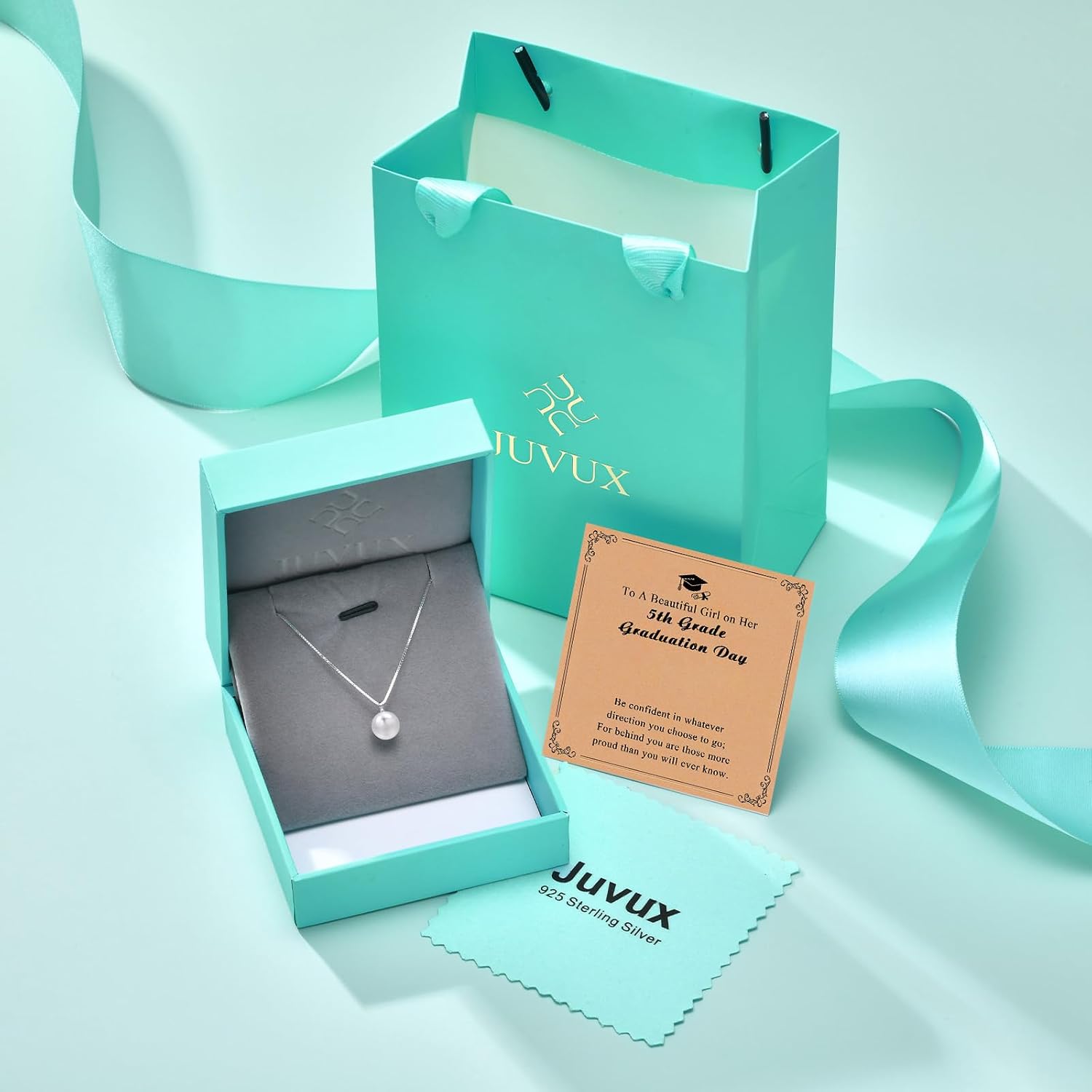 Pearl Necklace Graduation Gift – 925 Sterling Silver 7mm Freshwater Cultured Pearl Necklace, Inspirational Grade Graduation Gift for Women Graduate 2026 with Card