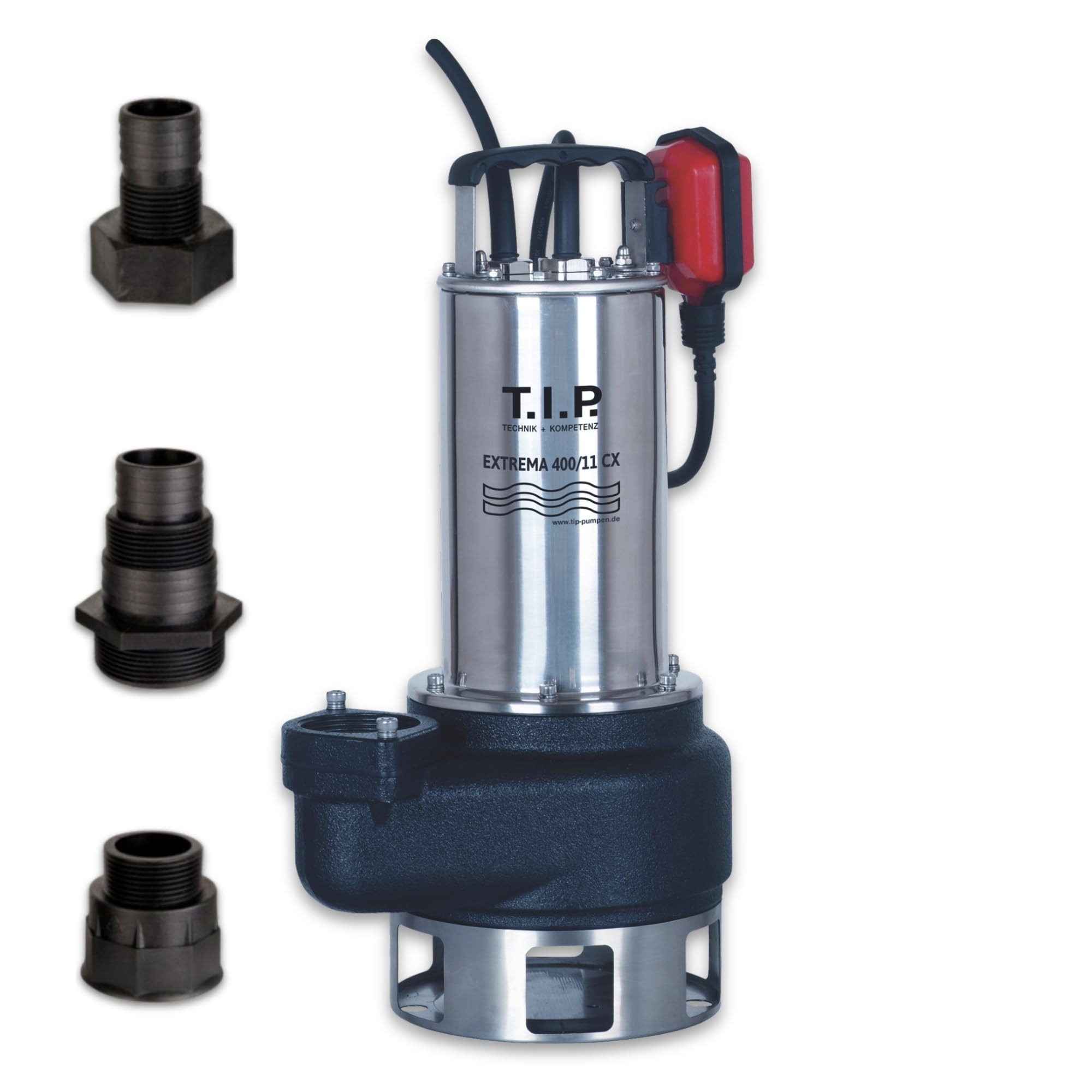 Pompa sommersa professionale per acque sporche T.​I.​P. - Acciaio inossidabile (portata 42.000 l/​h, prevalenza 16 m, pressione 1,​6 bar, granulometria 50 mm, acqua di lavaggio) Extrema 700/​16-​3 IX