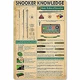 Snooker Knowledge Metallschild Basic Rules of Snooker Blechschild, Poster, Schule, Club, Zuhause, Küche, Café, Garage, Infografik, Wanddekoration, 30,5 x 40,6 cm