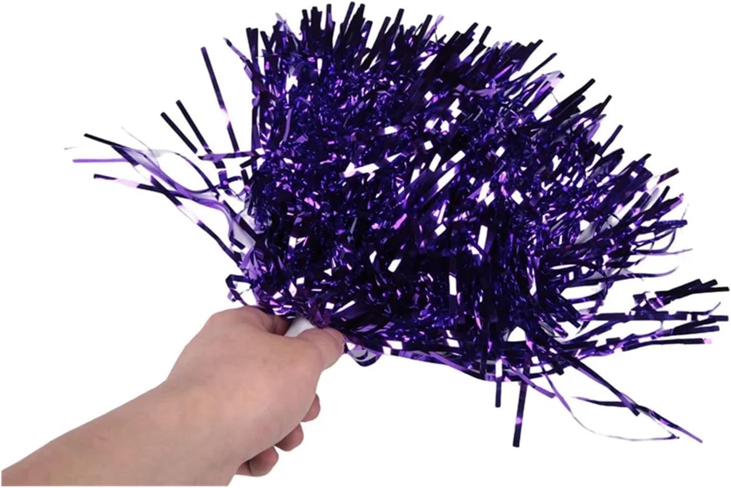 Pom Poms Cheerleading 48Pcs Cheerleading Pom Poms Metallic Foil Cheer with Plastic Handle for Adults Kids Cheerleaders Party Purple