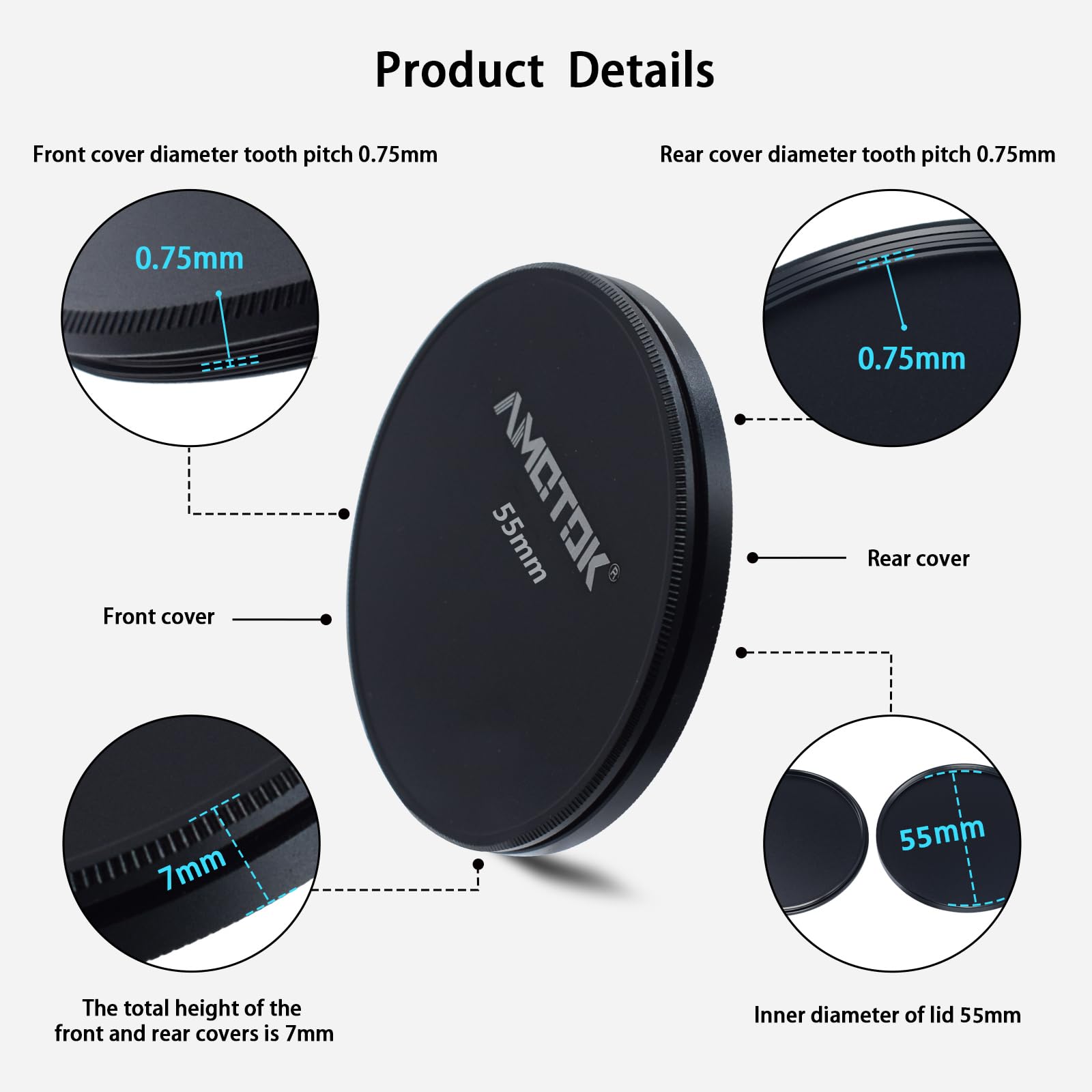 Copriobiettivo Metallico 55 Mm - Per Filtri Fotocamera, Anteriore E Posteriore - Foto 12