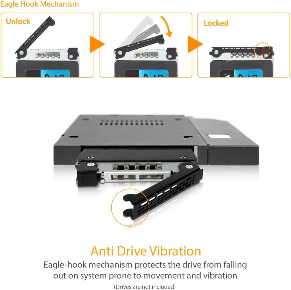 🔥 Crazy Deals ICY DOCK 2.5” SATA/SAS HDD/SSD Rugged Full Metal Mobile Rack for Slim ODD or Slim FDD Bay | ToughArmor MB411SPO-B