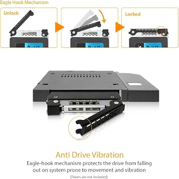 ICY DOCK 2.5 SATA/SAS HDD/SSD Rugged Full Metal Mobile Rack for Slim ODD or Slim FDD Bay | ToughArmor MB411SPO-B