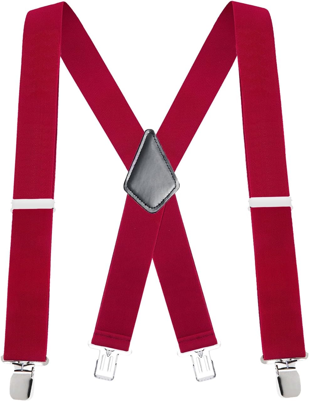 Buyless Fashion Mens Suspenders - 48" Elastic Adjustable Heavy Duty 2" Wide - X Back
