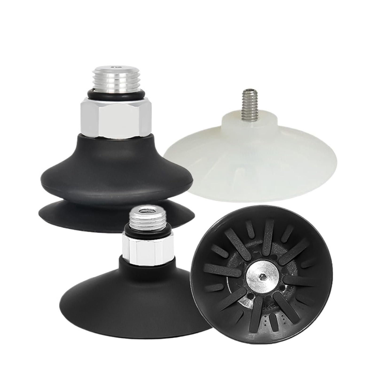 Boquilla de aspiración de vacío industrial ESS/ESV-60/100-GT negra con conexión de rosca M6 y M8