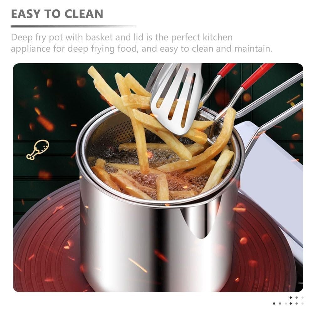 Frittierkorb Party Grillen Braten Topf Kit Korb Deckel Edelstahl Friteuse Kochen Abtropfen Frittieren Kochen