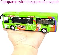Vista 4 de Ailejia City Bus Toy Die Cast Pull Back Buses Vehículos Mini Coche Diecast Modelo Auto Juguetes Luces y Música (Verde)