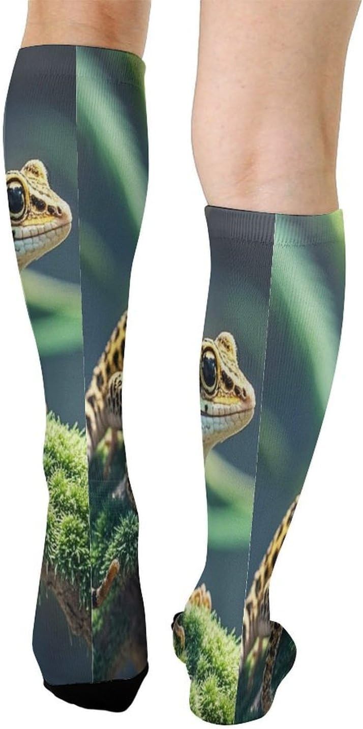 Knee High Socks Leopard Little Gecko Long Tube Boot Seamless Toe