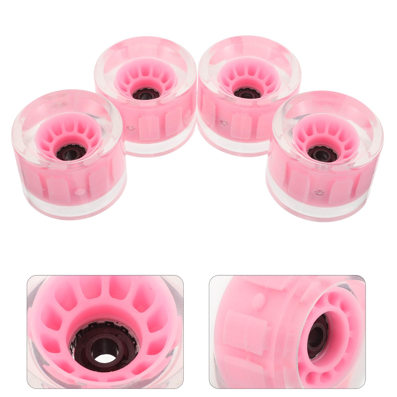 4 Ruedas de Longboard Iluminadas Rosa Ruedas de Cruiser de PU para Patineta Diseño Cóncavo Interno para Paseo y Estable en Calles y Parques