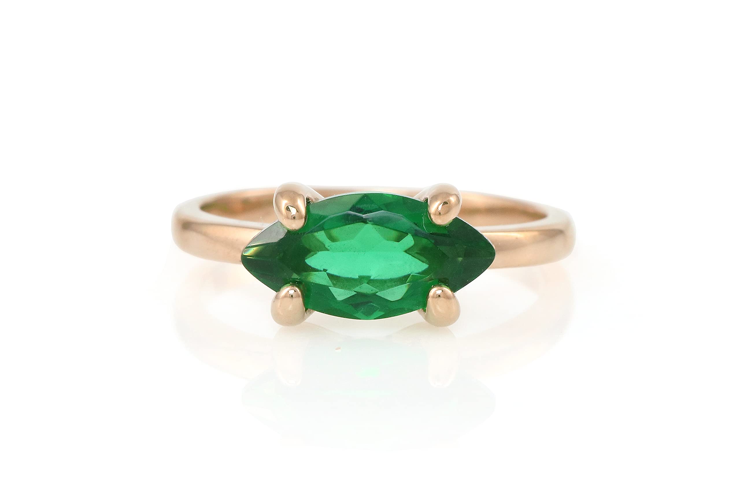 Anemone Smaragd Ring - Zierliche Edelstein Rose Gold Ring - Handcrafted Mai Birthstone Schmuck, Stacking Crystal Ringe, jeden Tag Ringe - Mode-Schmuck und Geschenk für Sie