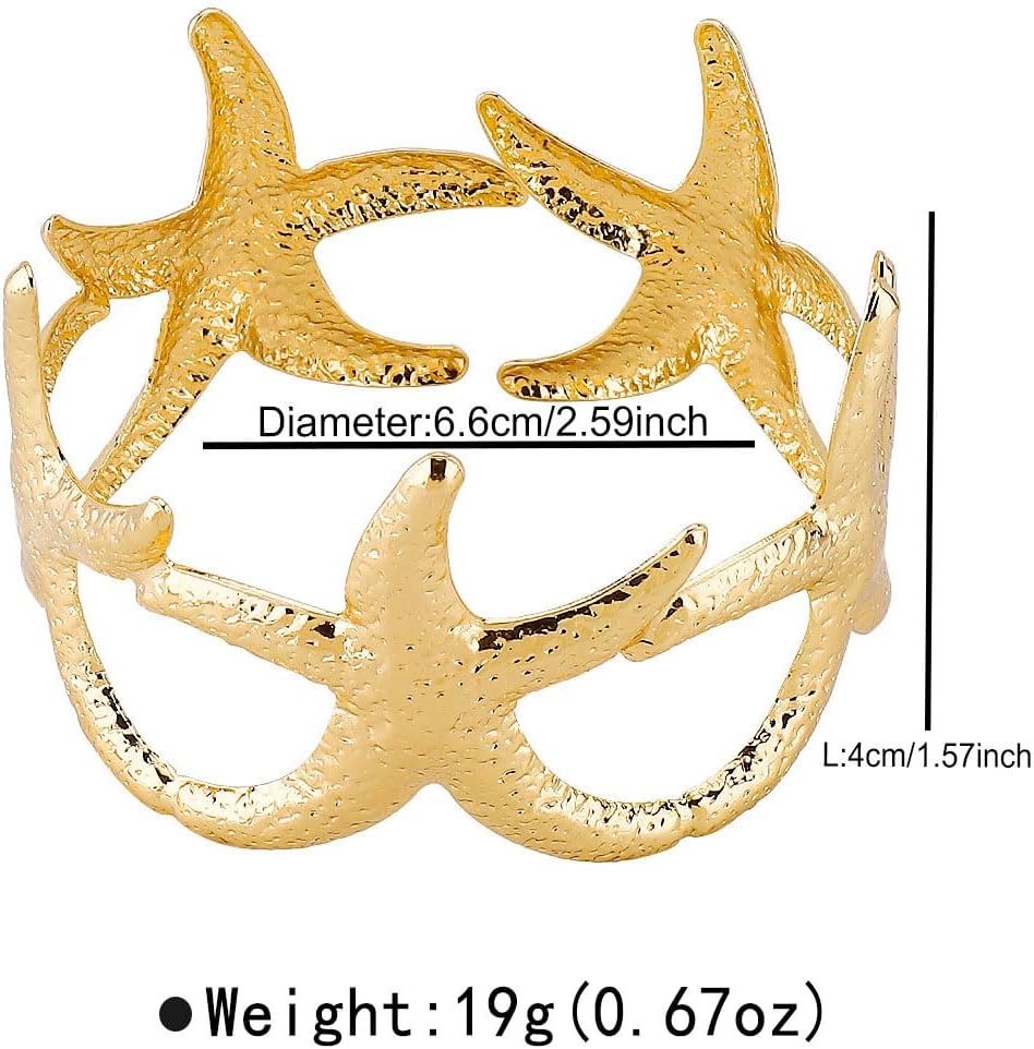Upper Arm Cuff Bracelets for Women Gold Adjustable Starfish Arm Cuff Fashion Open Bangle Bracelet Summer Beach Starfish Accessories Jewelry for Women - Image 6