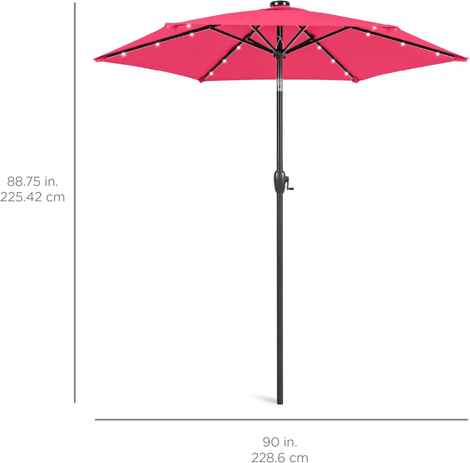 Best Choice Products 7.5ft Outdoor Solar Patio Umbrella for Deck, Pool w/Tilt, Crank, LED Lights