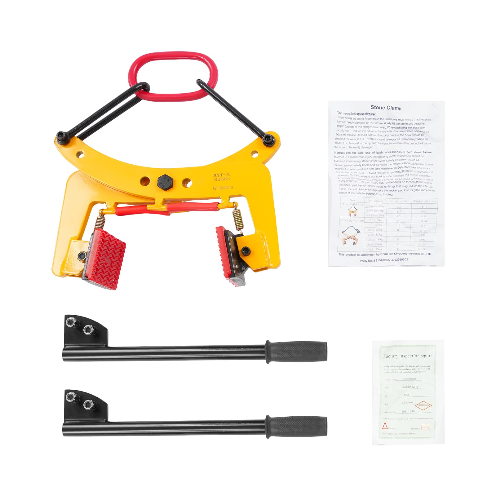 Pinza di fissaggio per bordi, 280 kg/325 kg/500 kg, morsetto per pietra regolabile, pinza di sollevamento a mano e asta per pavimentazione, per sollevamento e trasporto (325 kg)