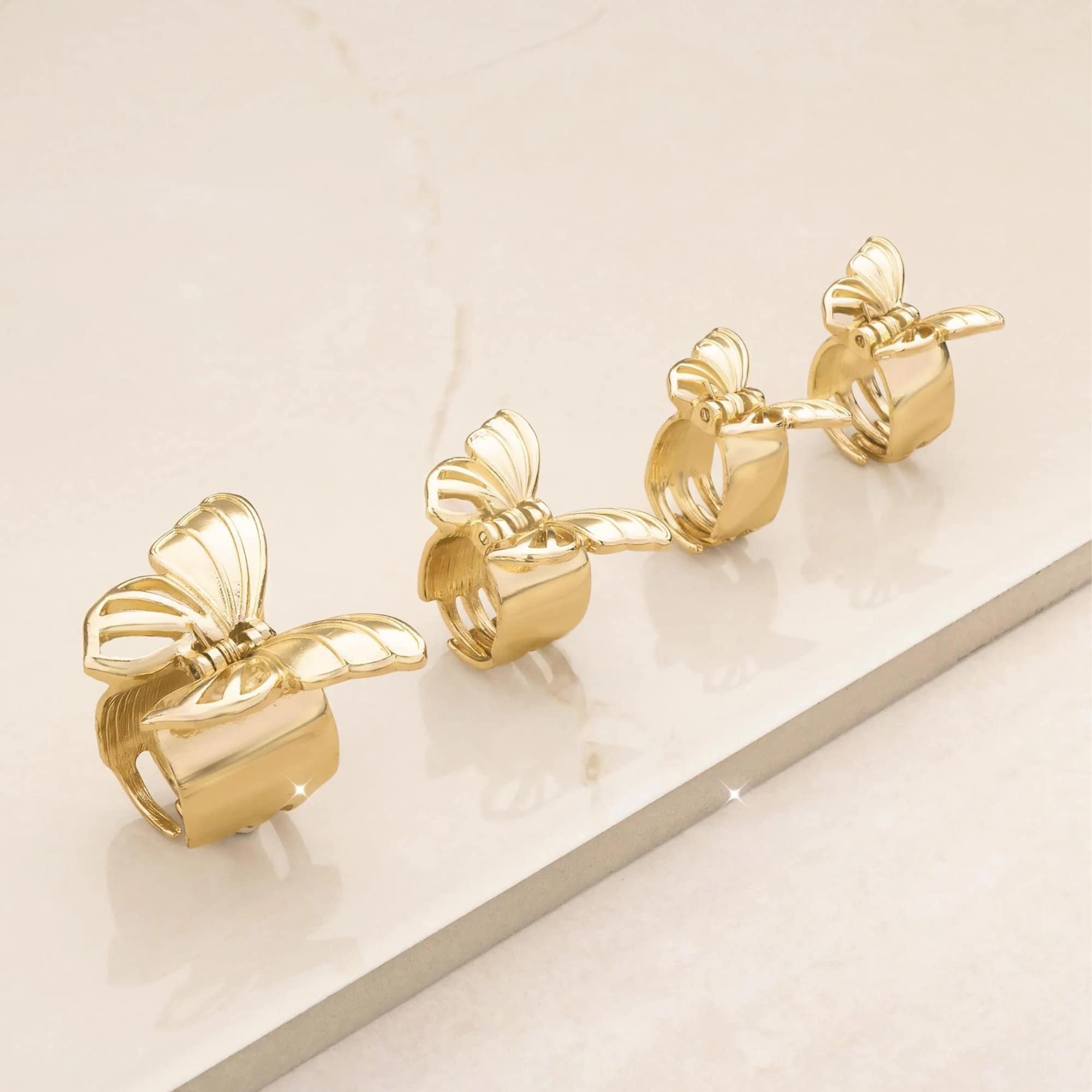 Ettika Gimme Butterflies Golden Hair Clip Elegant Golden Butterfly Hair Clip Set | Lady Black Tie main image 2