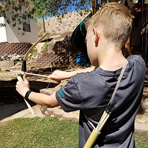Adventure Awaits - 2-Pack Mini Handmade Wooden Bow And Arrow Set - 20 Wood Arrows And 2 Quivers - For Outdoor Play #TOP1