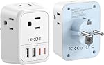 LENCENT European Travel Plug Adapter, Type E/F Adapter with 4 Outlet, 4 USB Charger(2 Type C) Adaptor, Canada/US to EU Spain France Germany Greece Norway Iceland Korea, Cruise Approved