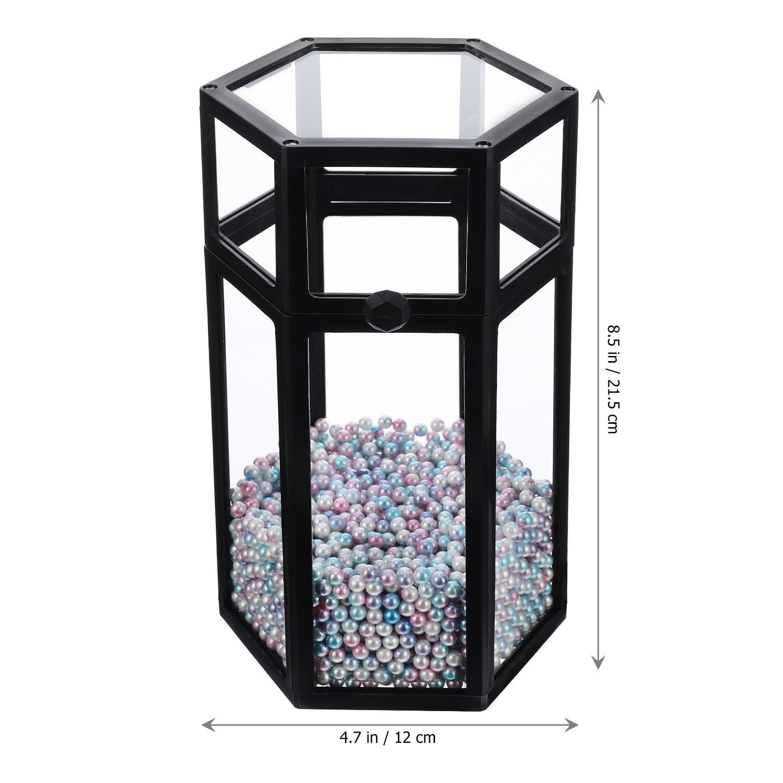 Caja Hexagonal de Maquillaje de Almacenamiento de Brochas de Vidrio Negro