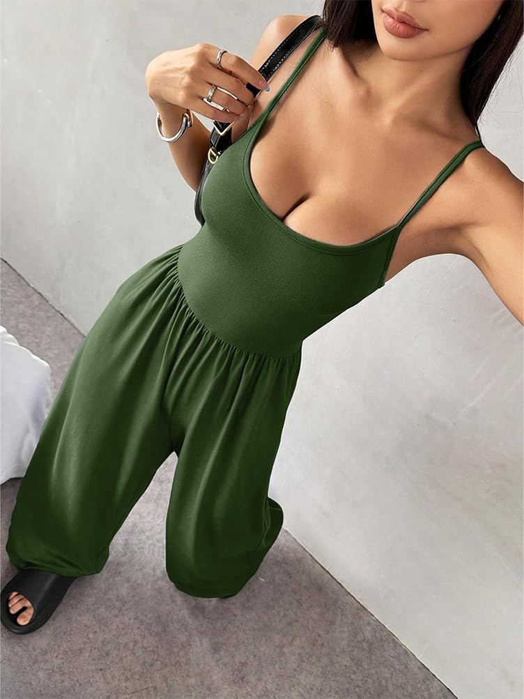 Tuta Intera Donna Lunga Tutina senza Maniche con Spalline Jumpsuit Elastica Tute Slim Fit Elegante Sexy Playsuit