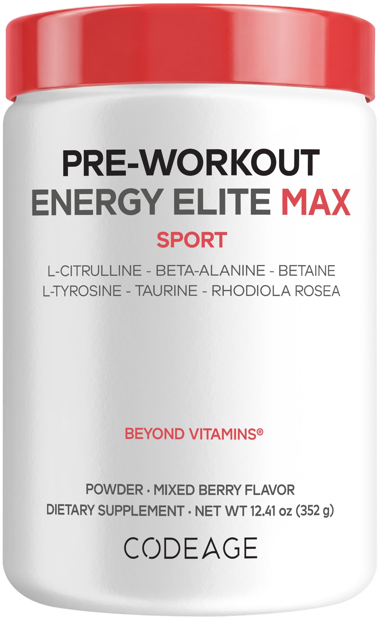 Codeage Pré-treino com L-citrulina, beta-alanina, betaína anidra, cafeína natural e 340,2 g