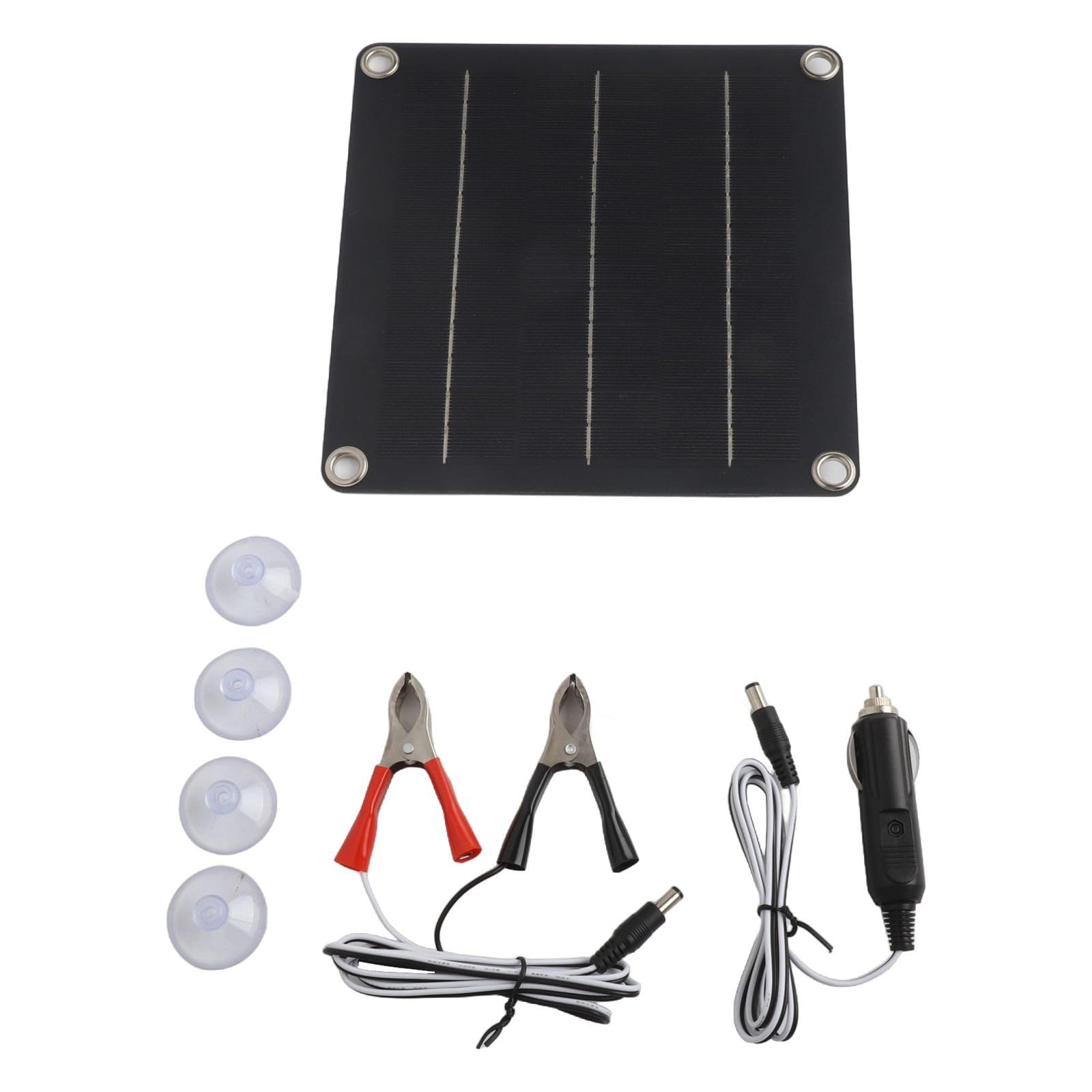 Vilgftyiet 10W 12V Solar Trickle Charger for Car RV Boat Motorcycle for battery Maintainer with for ALLIGATOR Clips and Suction Mounts