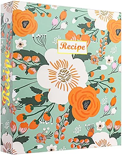 Relaehih 3 Ring Recipe Binder 8.5”x11” Large Recipe Book to Write in Your Own Recipes with Recipe Cards 4x6, Unique Gifts for Women Grandma (Green Spring Bouquet)
