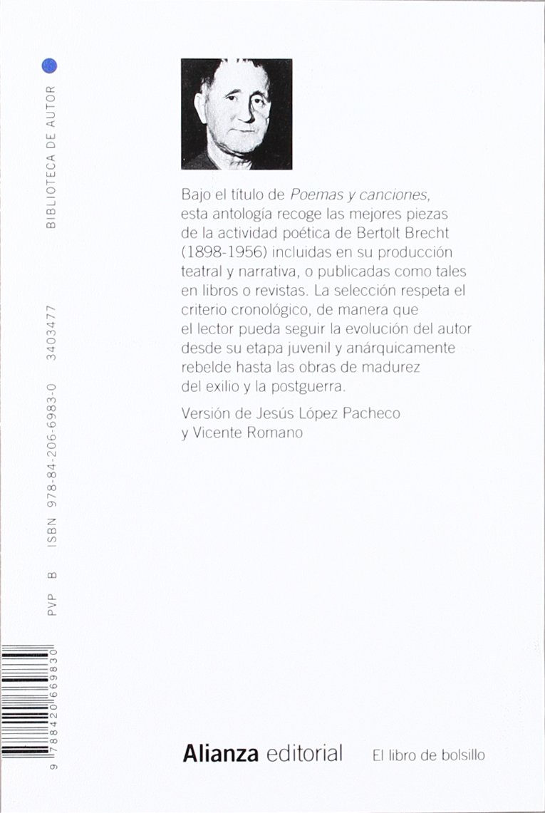 Poemas y canciones (El libro de bolsillo - Bibliotecas de autor - Biblioteca Brecht)