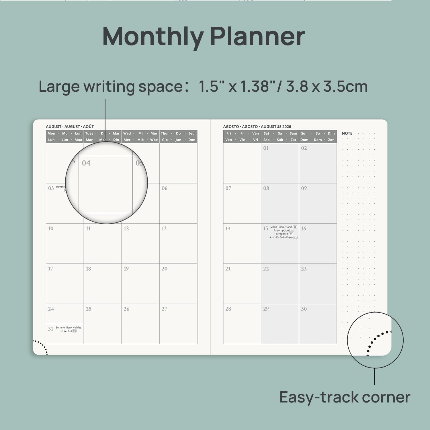 POPRUN Agenda 2026 2027 Semainier Pionowy 22 x 16,5 cm od Sierp'26 - Gru'27, 17 Miesięcy Planner Szkolny, Miękka Okładka z PU Skóry, Interwały 30 Minut, Papier 80 gsm,Niebieski nocny